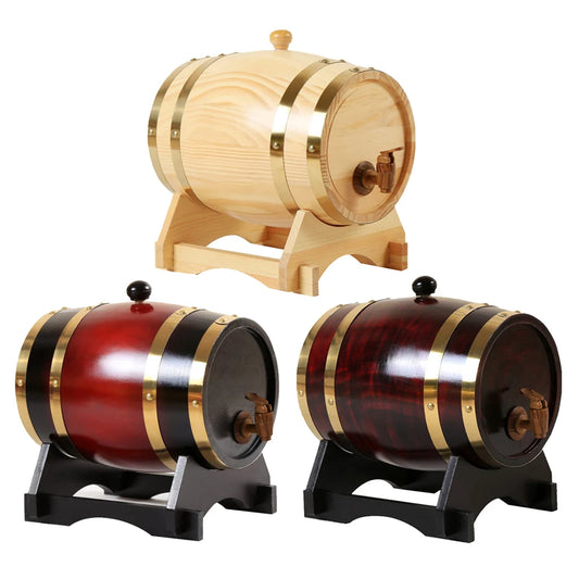 Vintage Oak Wine Barrel Dispenser for Home & Hotel Decor