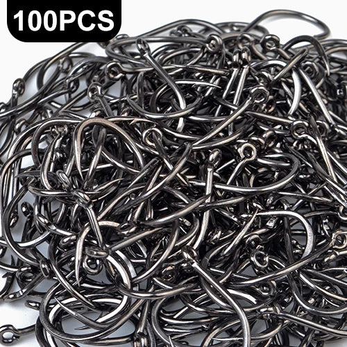 HookUpCo. High Carbon Fishing Hooks Set 100pcs