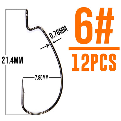 HookUpCo. Thin Wire Offset Worm Hooks - 12 Pack - HookUpCo.