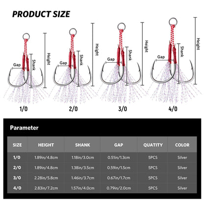Strong Carbon Steel Fishing Hooks with Feathers
