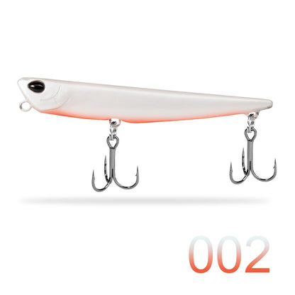 White fishing lure with two treble hooks for outdoor angling, style number 002.