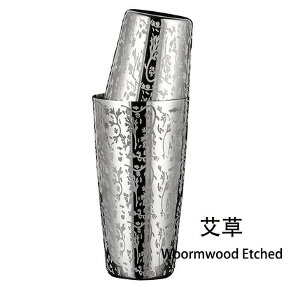 HookUpCo. Etched Pattern Cocktail Shaker Set