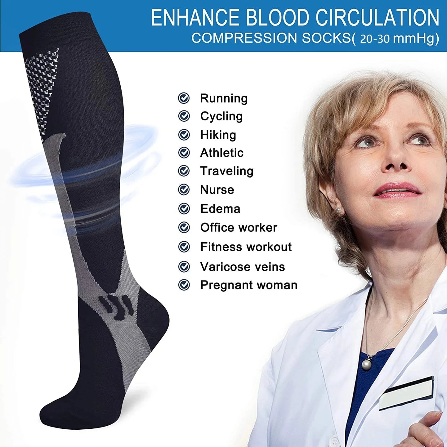 HookUpCo. Compression Socks for Pain Relief and Support