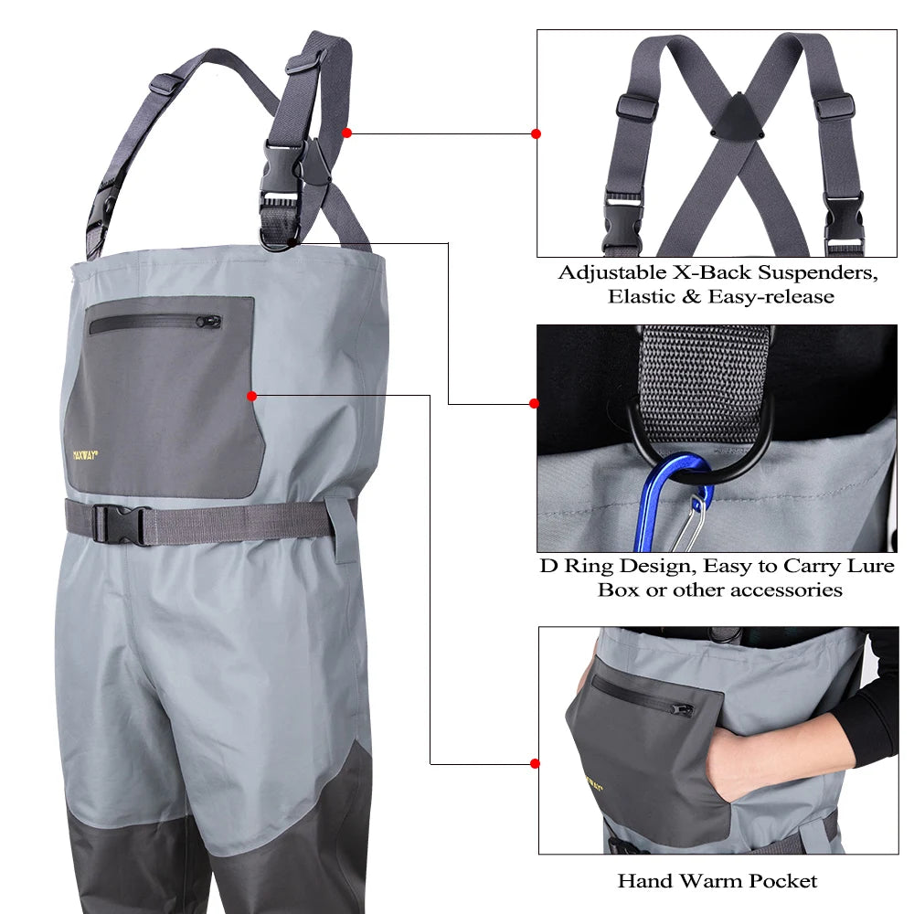 Breathable Waterproof Fishing Waders for All Sizes