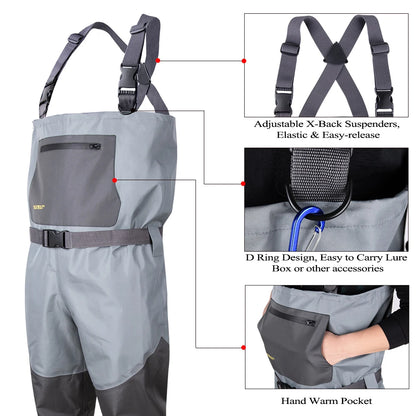 Breathable Waterproof Fishing Waders for All Sizes