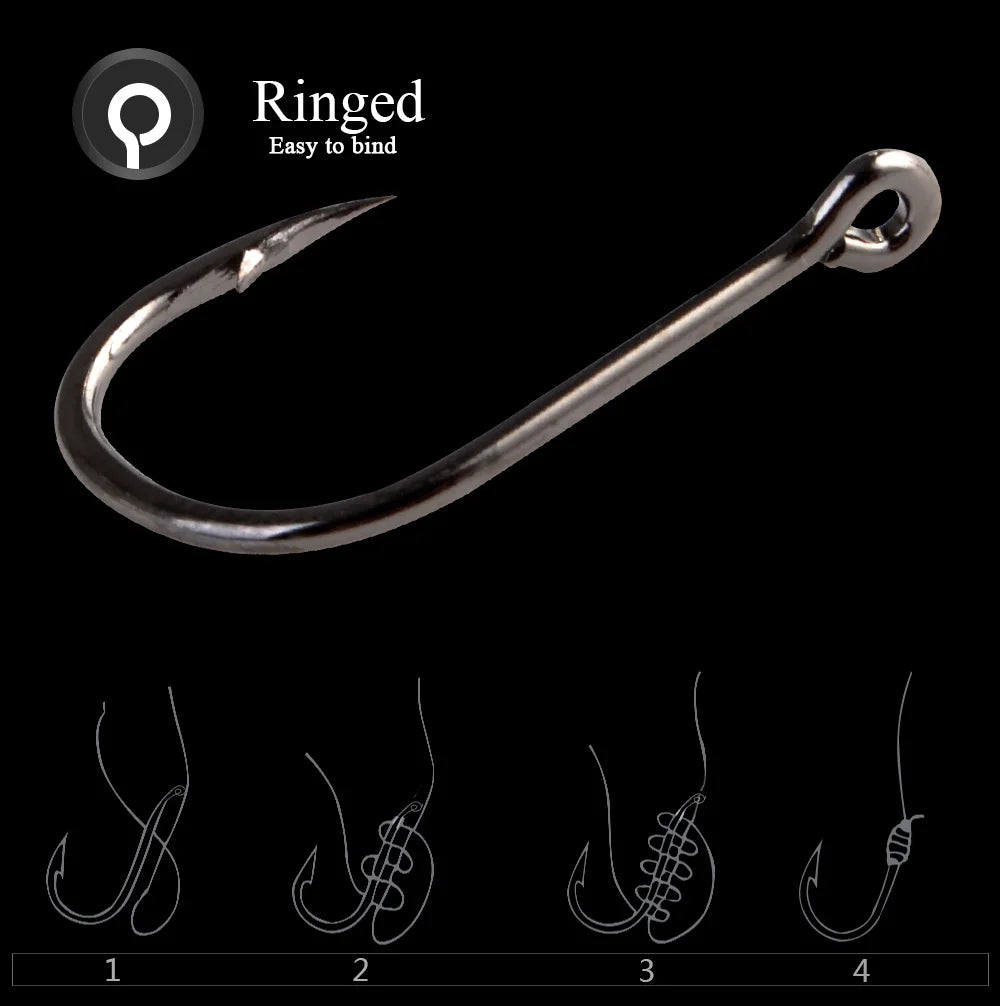 HookUpCo. High Carbon Fishing Hooks Set 100pcs