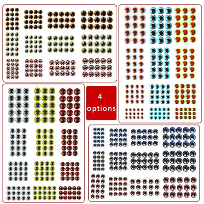 Mixed Color 3D Fishing Lure Eyes - 549 Pcs Set - HookUpCo.