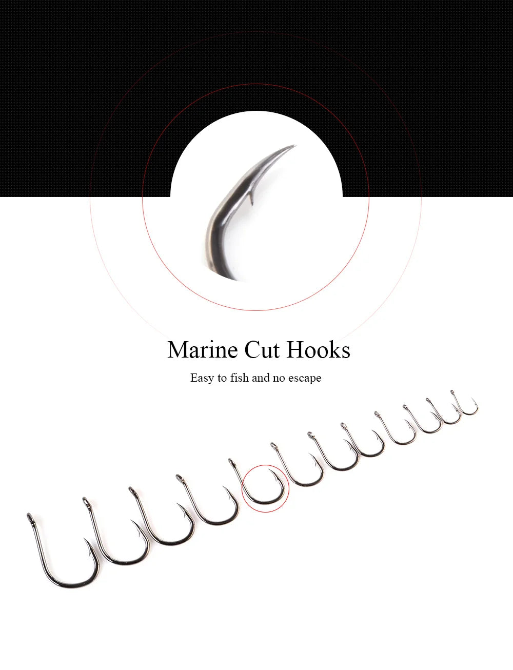 HookUpCo. High Carbon Fishing Hooks Set 100pcs