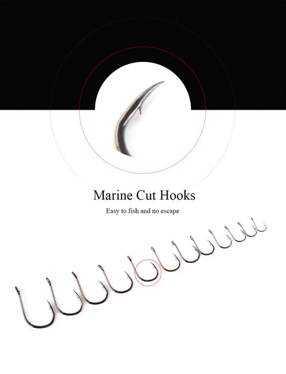 HookUpCo. High Carbon Fishing Hooks Set 100pcs