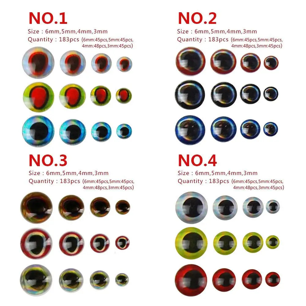 Mixed Color 3D Fishing Lure Eyes - 549 Pcs Set - HookUpCo.