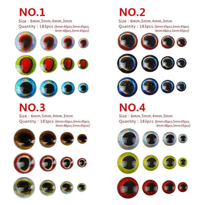 Mixed Color 3D Fishing Lure Eyes - 549 Pcs Set - HookUpCo.