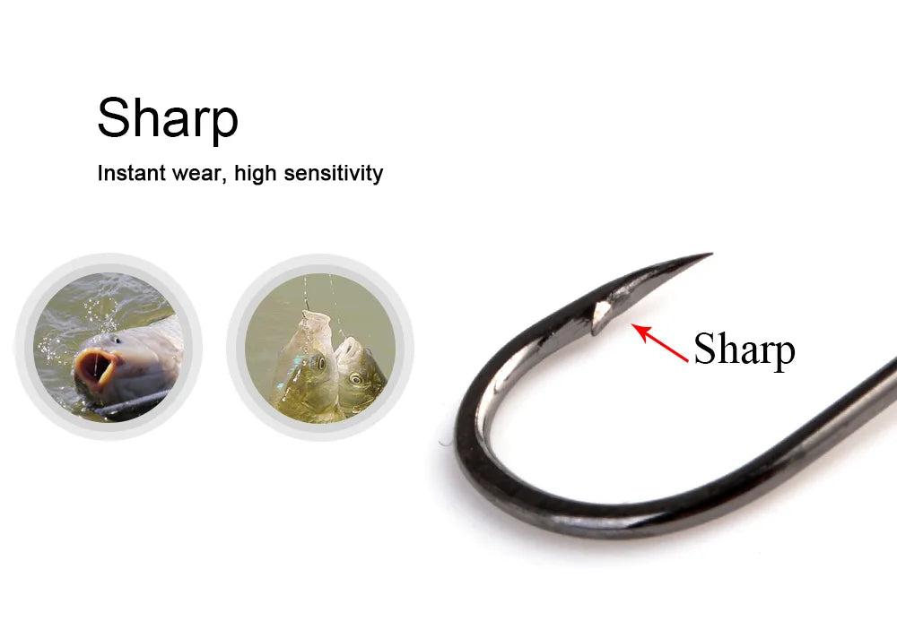 HookUpCo. High Carbon Fishing Hooks Set 100pcs