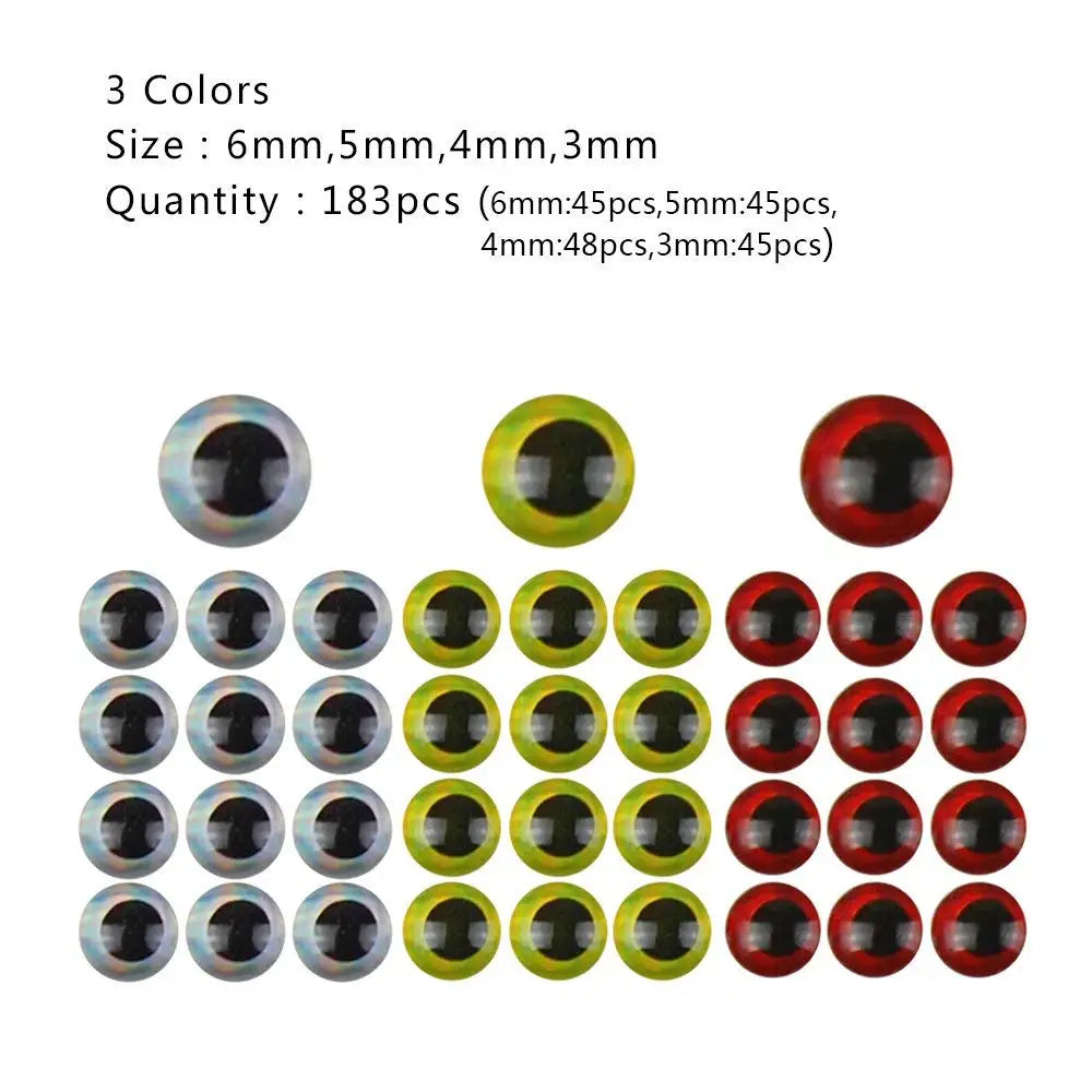 Mixed Color 3D Fishing Lure Eyes - 549 Pcs Set - HookUpCo.