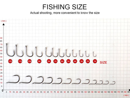 HookUpCo. High Carbon Fishing Hooks Set 100pcs