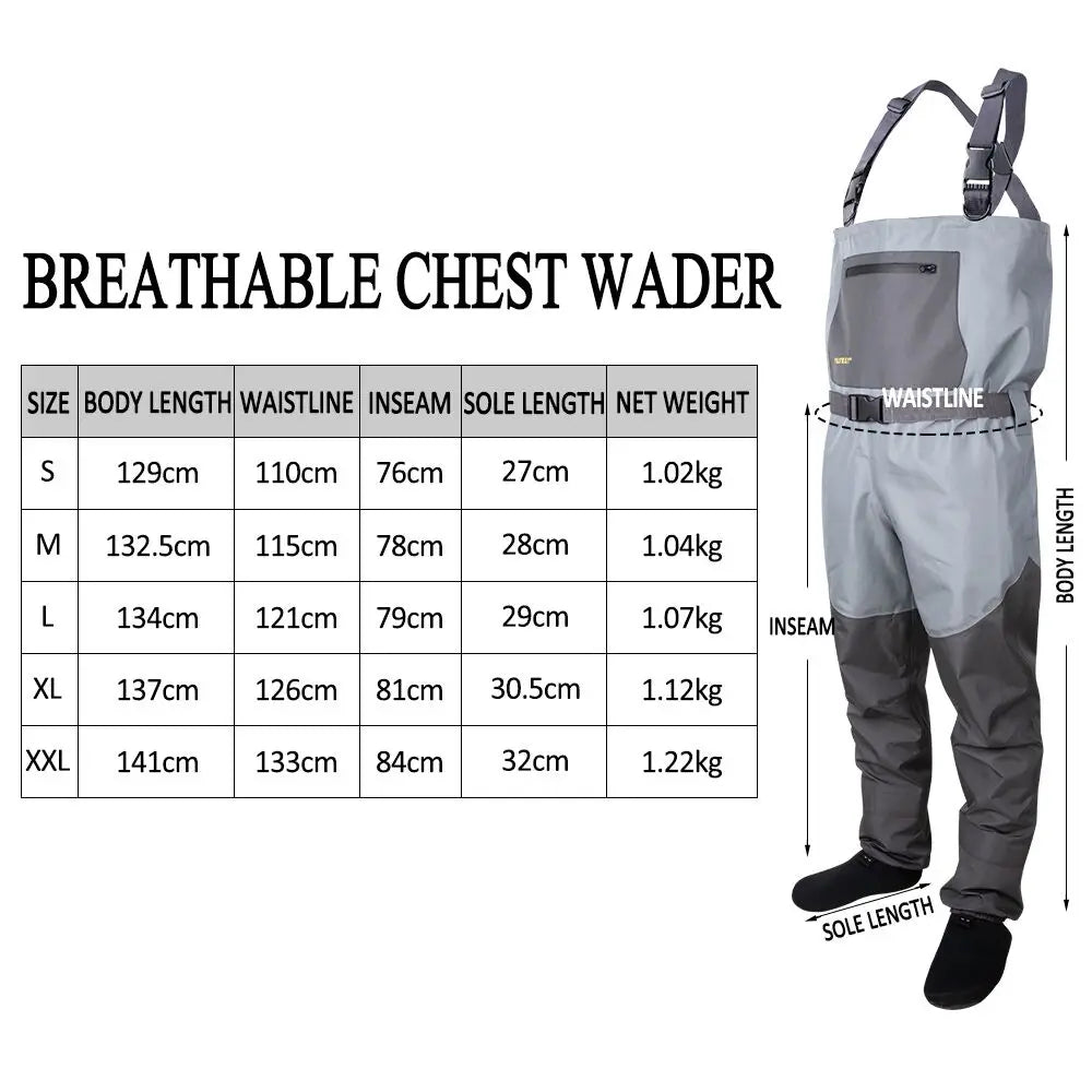 Breathable Waterproof Fishing Waders for All Sizes
