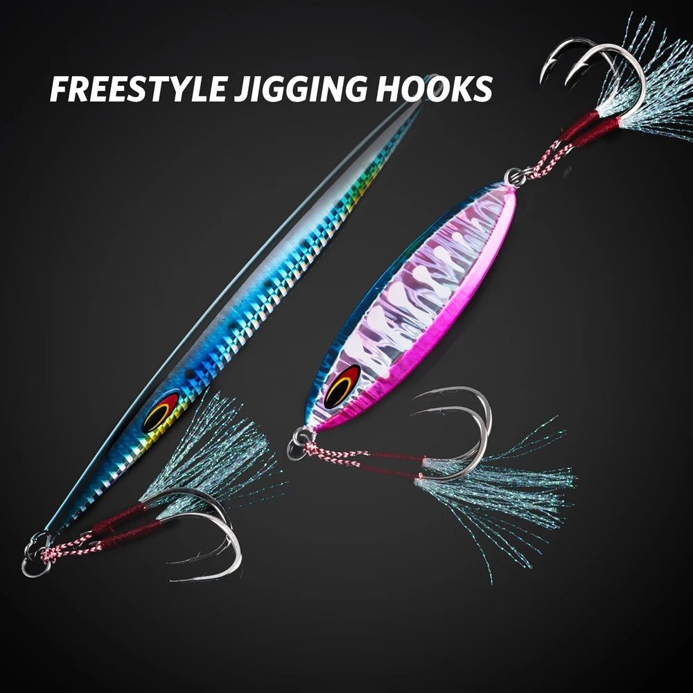Strong Carbon Steel Fishing Hooks with Feathers