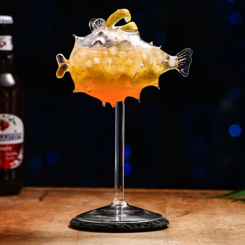 Whimsical Porcupine Fish Cocktail Glass Set