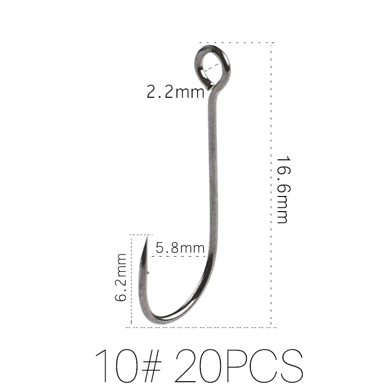 HookUpCo. Carbon Steel Fishing Hooks, 20pcs Set - HookUpCo.