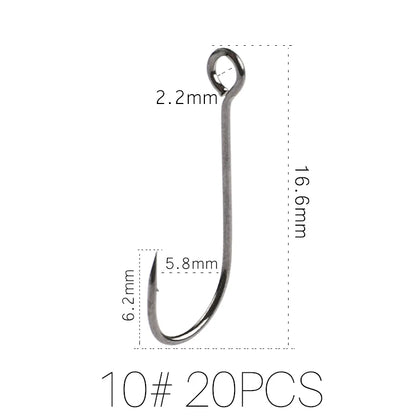 HookUpCo. Carbon Steel Fishing Hooks, 20pcs Set