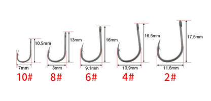 HookUpCo. 50pcs Barbed Fishing Hooks, High Carbon Steel - HookUpCo.