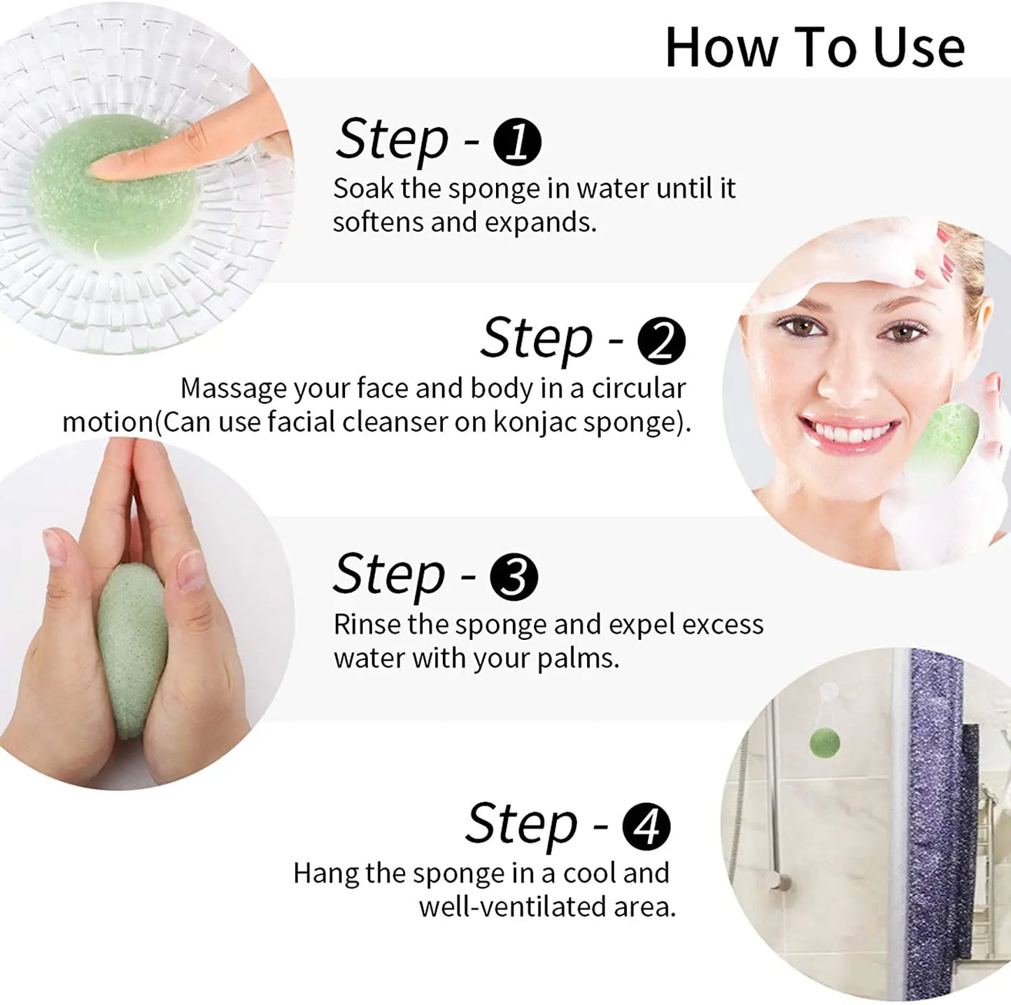 Natural Konjac Face Scrub Sponges