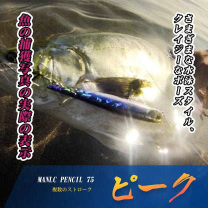 Fishing lure in blue and purple hooked on a fish in shallow water, outdoor gear accessory.