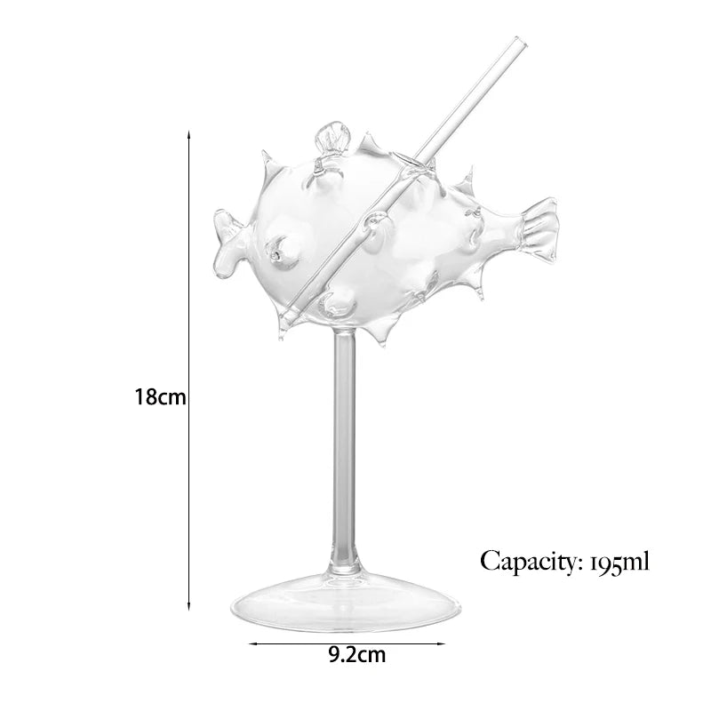 Whimsical Porcupine Fish Cocktail Glass Set
