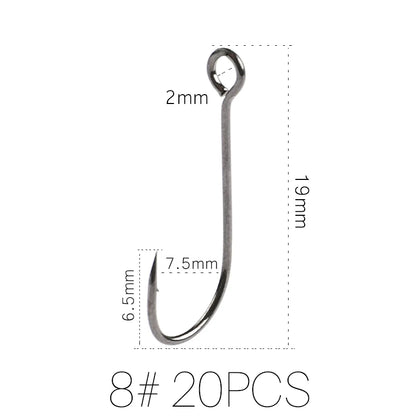 HookUpCo. Carbon Steel Fishing Hooks, 20pcs Set