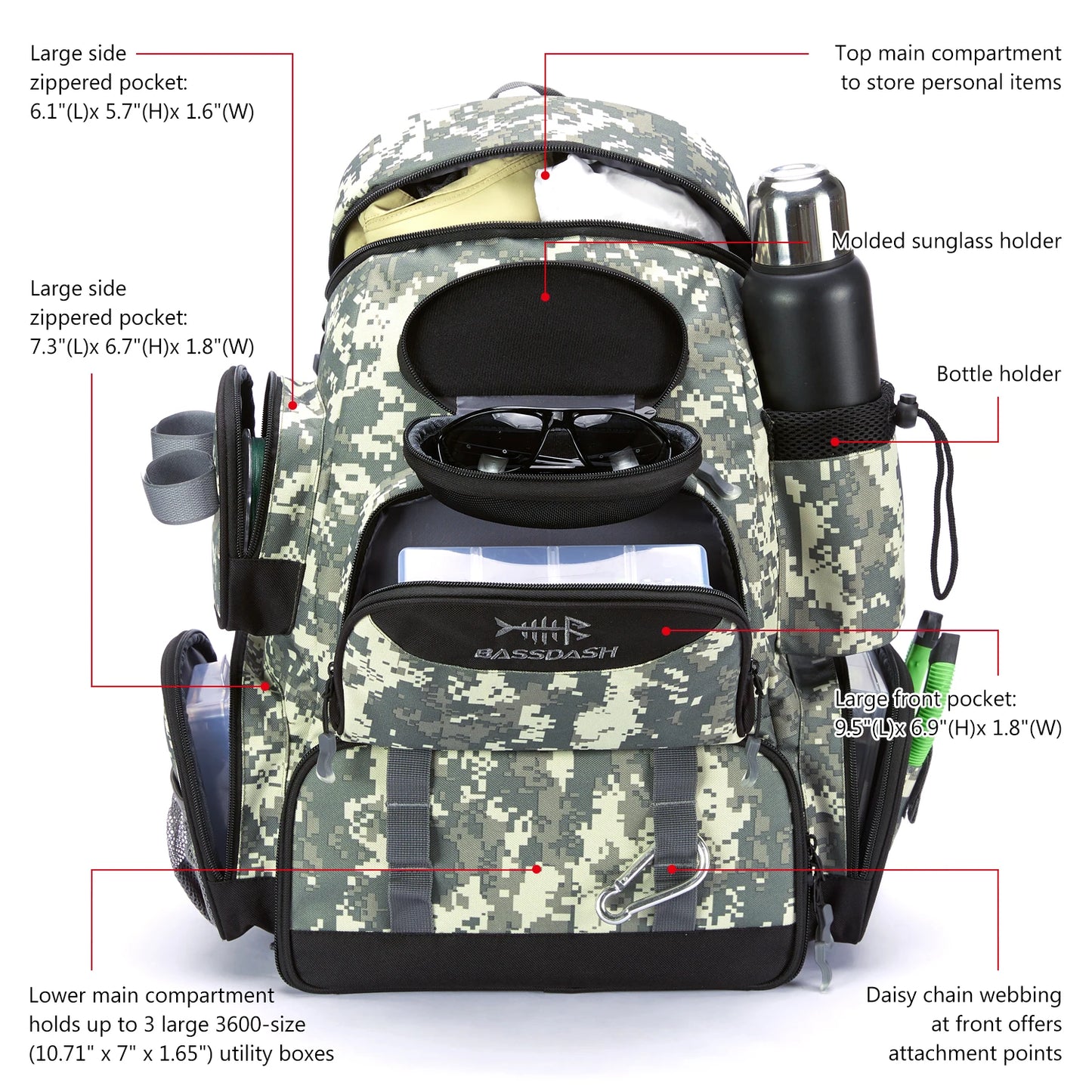 Lightweight Tactical Fishing Tackle Backpack - HookUpCo.