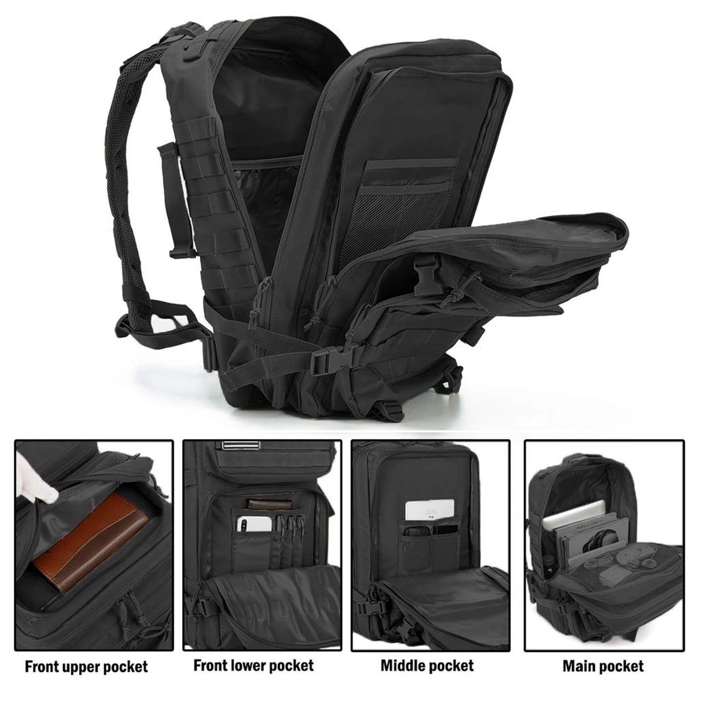 HookUpCo. 45L Tactical Molle Assault Backpack