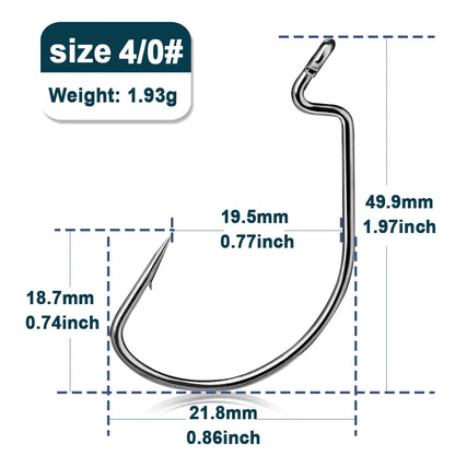HookUpCo. Wide Gap Worm Fishing Hooks Set - HookUpCo.