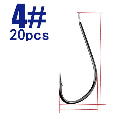 HookUpCo. 20-Pack Black Carp Fishing Hooks - HookUpCo.