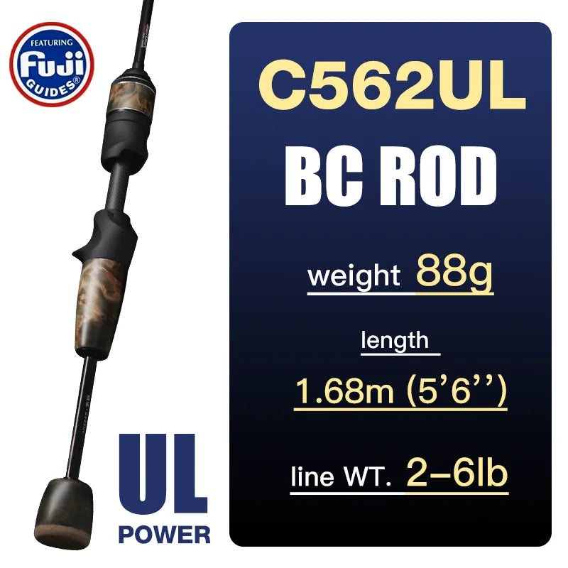 HookUpCo. Ultralight Carbon Baitcasting Fishing Rod - HookUpCo.