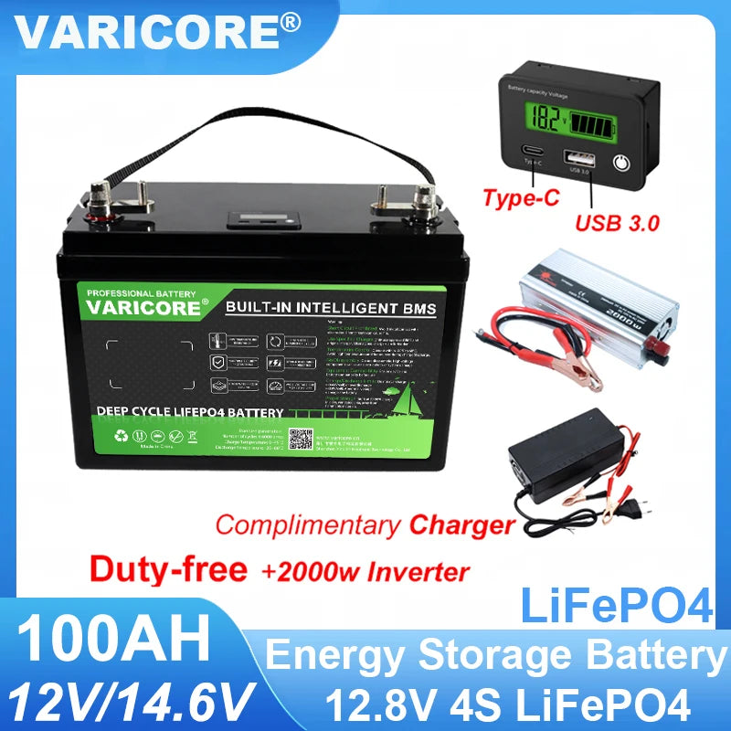 HookUpCo. 12V LiFePO4 Battery with 340Ah Capacity