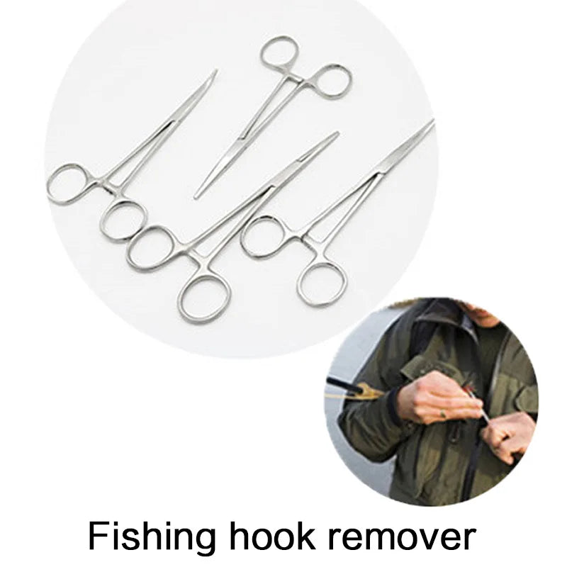 Fishing Plier Scissors with Curved Tip Clamps - HookUpCo.