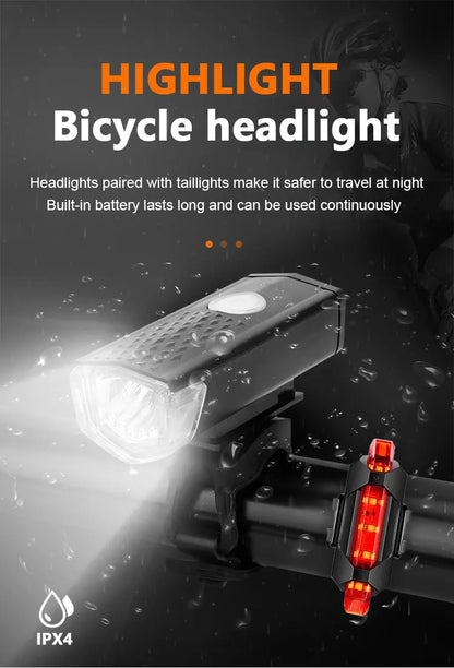 Rechargeable LED Bicycle Light Set for Night Safety Riding