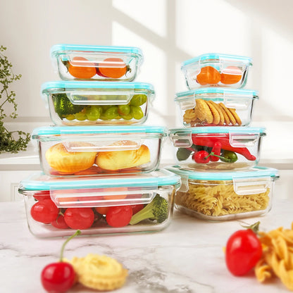 Leakproof Glass Food Storage Containers Set - 8 Pieces