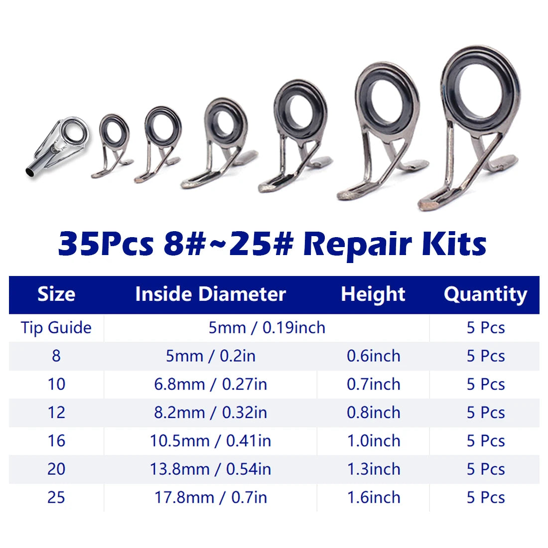 Stainless Steel Fishing Rod Repair Kit Set