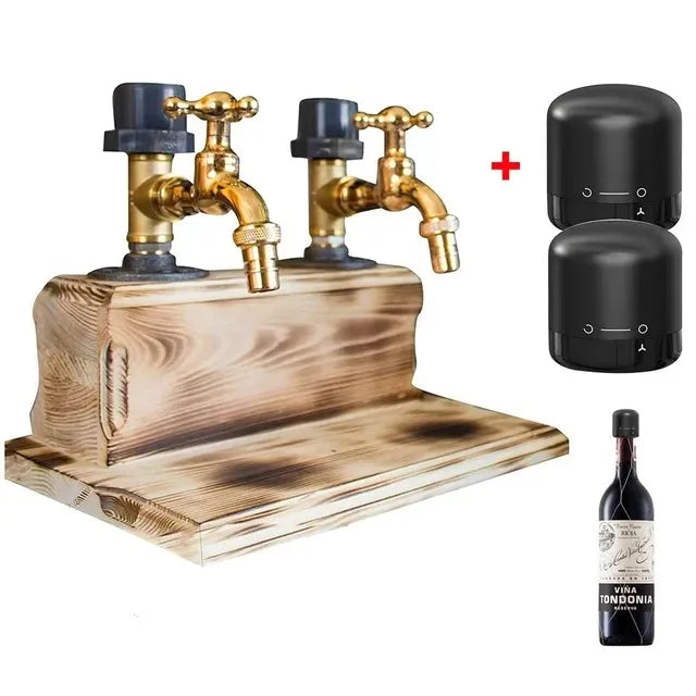 Rustic Wood Faucet Liquor Dispenser for Home Bar Decor