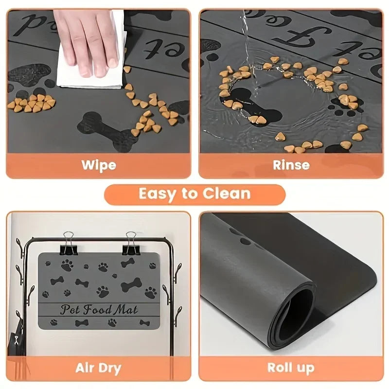 HookUpCo. Heavy Duty Pet Feeding Mat, Waterproof