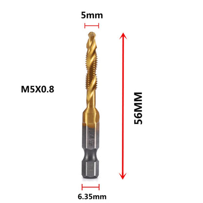 HookUpCo. Titanium Hex Shank Metric Tap Drill Bit Set