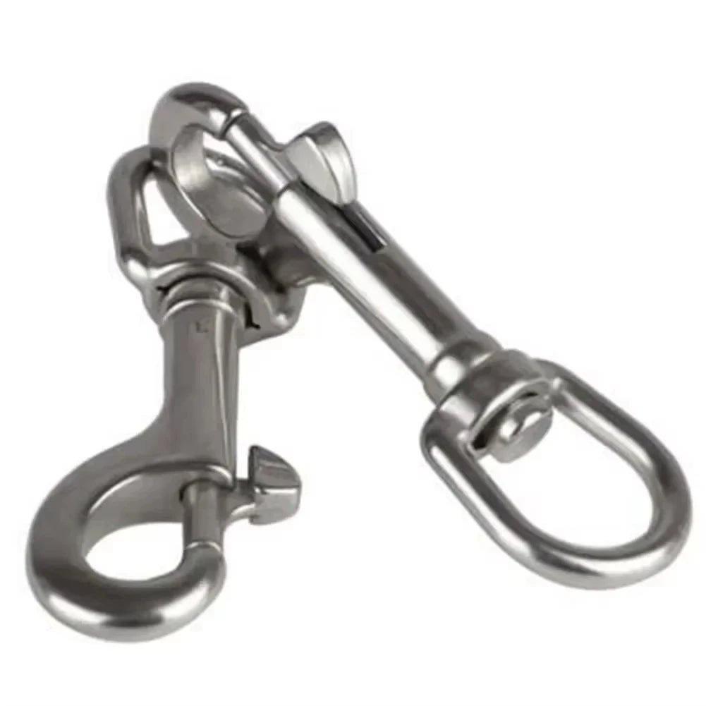 HookUpCo 316 stainless steel swivel eye bolt with spring latch and snap hook.