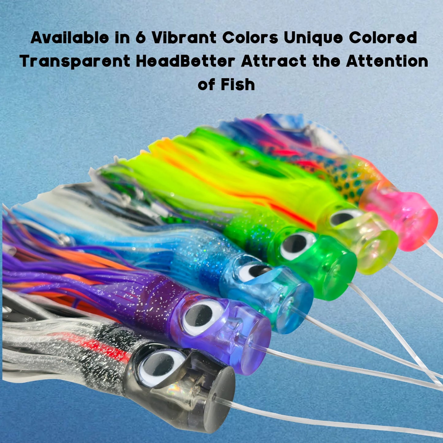 HookUpCo. Transparent Trolling Lure Set for Big Fish