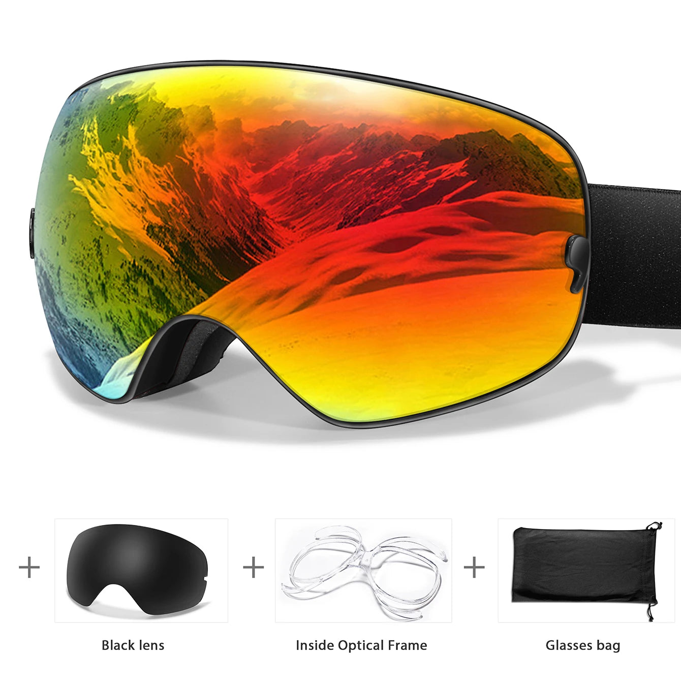 HookUpCo. Anti-Fog Ski Goggles with UV400 Protection
