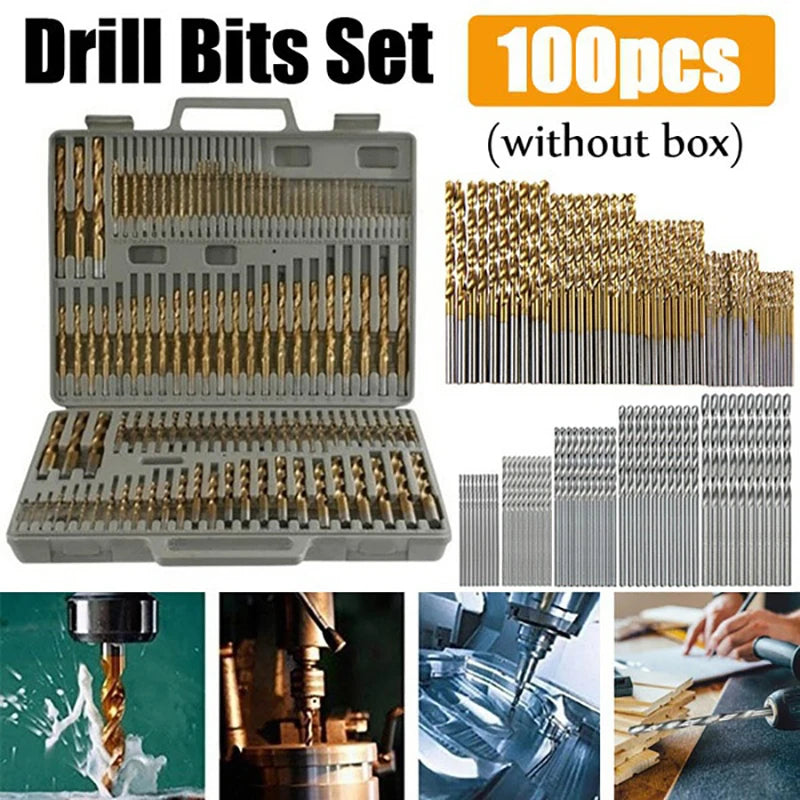 Titanium Coated HSS Drill Bits Set 50-100 Pcs