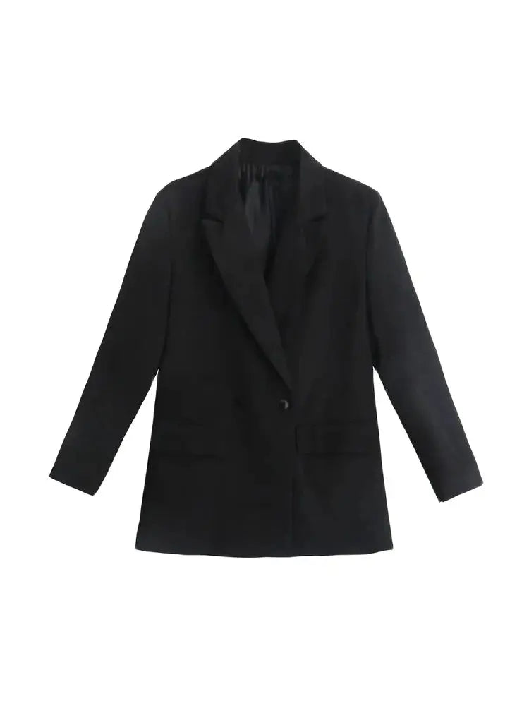 Chic Double Breasted Blazer Coat with Pockets for Women