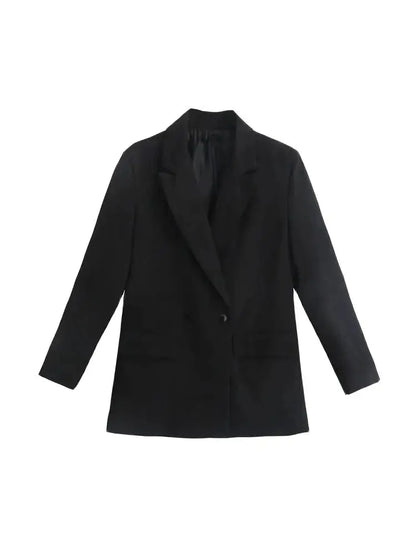 Chic Double Breasted Blazer Coat with Pockets for Women