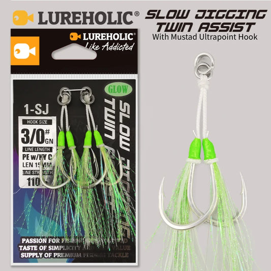 Glow Twin Assist Hooks for Sea Fishing - HookUpCo.