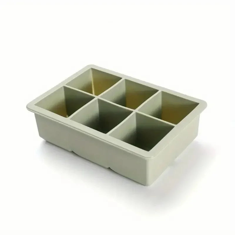 Flexible Silicone Ice Cube Tray with Lid, 6 Cavity Mold