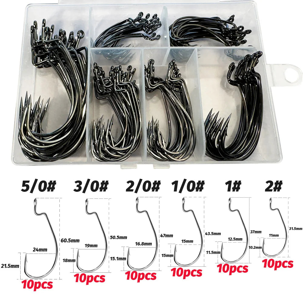 HookUpCo. Wide Gap Worm Hooks for Bass Fishing - HookUpCo.